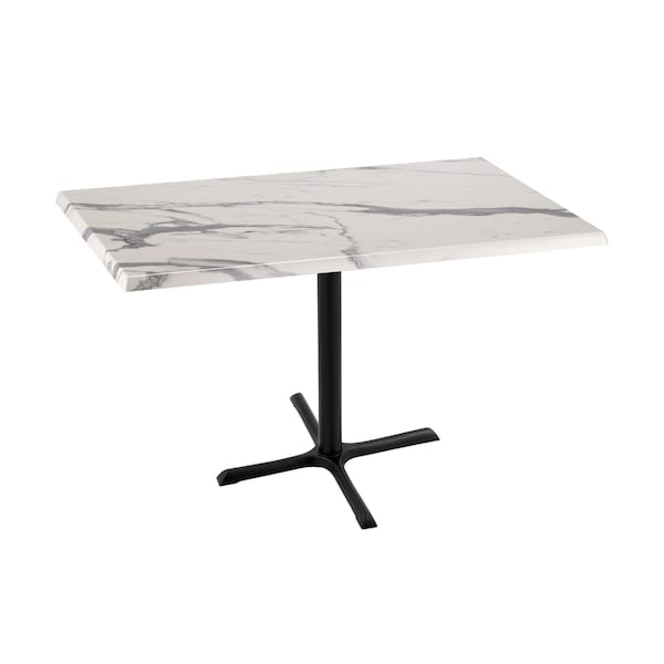 36" Tall OD211 Black Table Base 30" x 30" Foot 30" x 48" White Marble Top by the HollBar Stool Co.